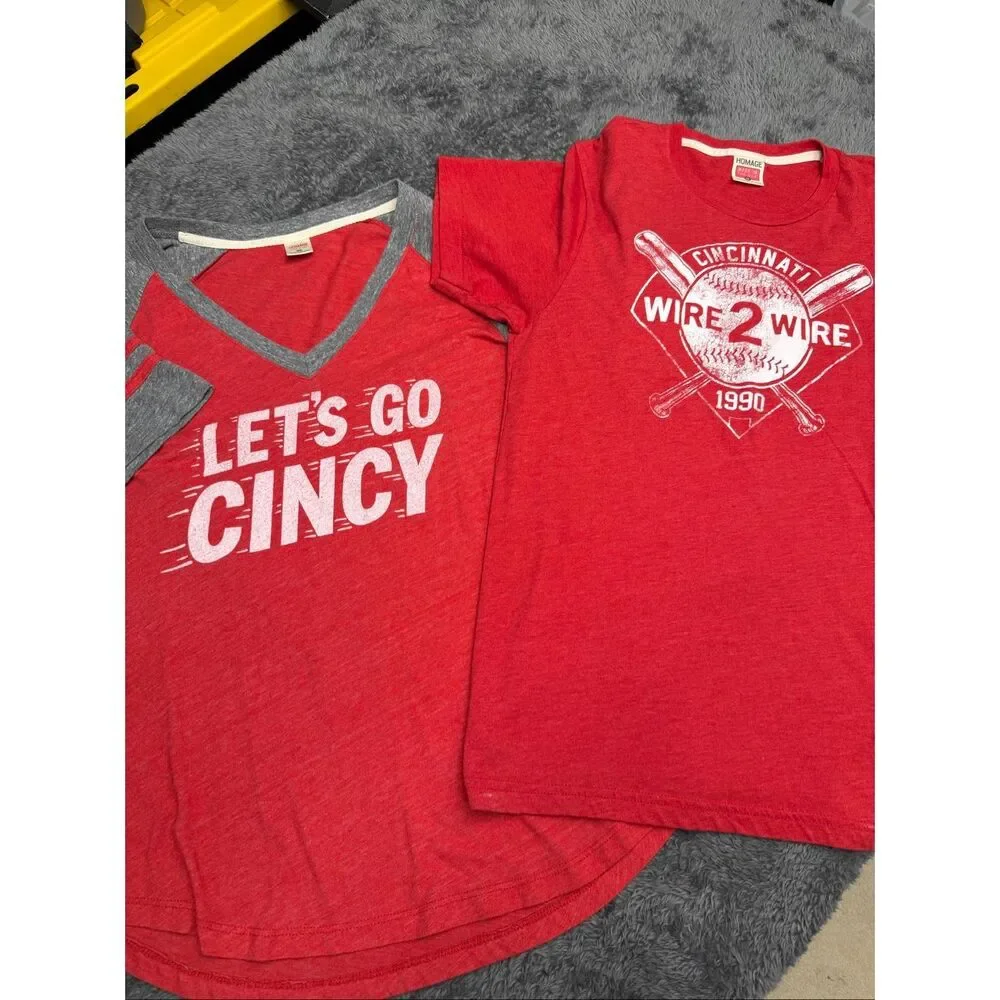 Homage Cincinnati Reds and Cincy T-Shirt Bundle, Size Women’s M!